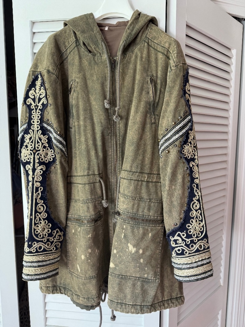 Free People Golden Quills Military Parka Utility Jacket size XS